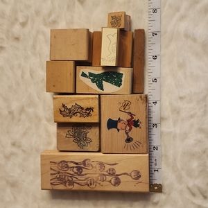 Set of 10 Vintage Winter Holiday Themed Stamps